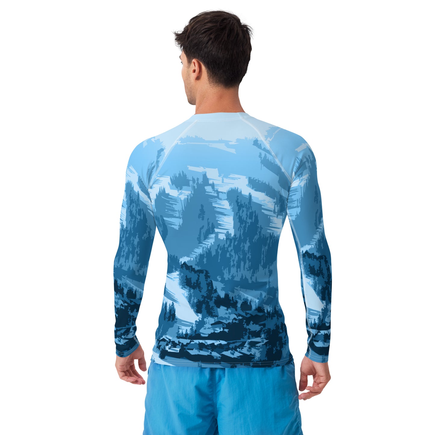 CS0028 - 01008 - Ski Slopes Print Men's Rash Guard (Blue)