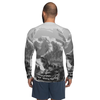 CS0028 - 01008 - Ski Slopes Print Men's Rash Guard (Gray)