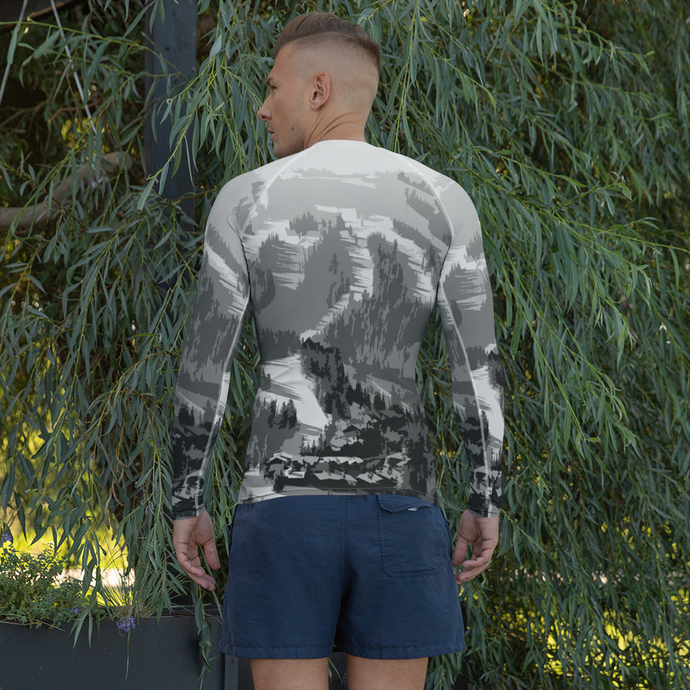 CS0028 - 01008 - Ski Slopes Print Men's Rash Guard (Gray)