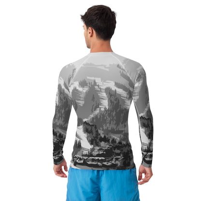 CS0028 - 01008 - Ski Slopes Print Men's Rash Guard (Gray)