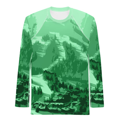 CS0028 - 01008 - Ski Slopes Print Men's Rash Guard (Green)