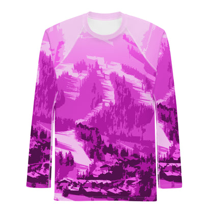 CS0028 - 01008 - Ski Slopes Print Men's Rash Guard (Pink)