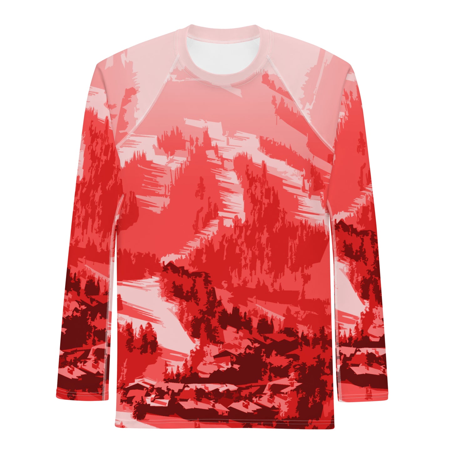 CS0028 - 01008 - Ski Slopes Print Men's Rash Guard (Red)