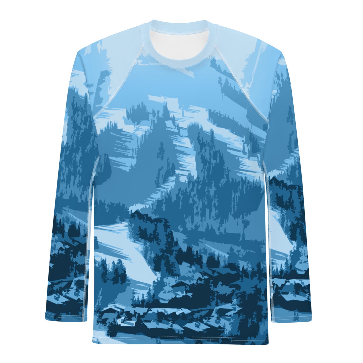 CS0028 - 01008 - Ski Slopes Print Men's Rash Guard (Blue)