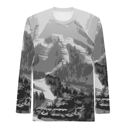 CS0028 - 01008 - Ski Slopes Print Men's Rash Guard (Gray)