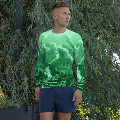 CS0028 - 01008 - Ski Slopes Print Men's Rash Guard (Green)