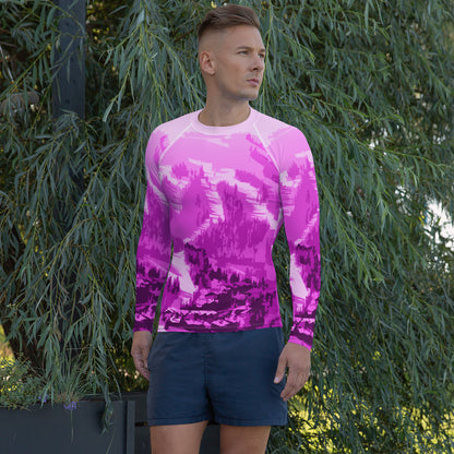 CS0028 - 01008 - Ski Slopes Print Men's Rash Guard (Pink)