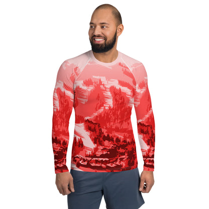 CS0028 - 01008 - Ski Slopes Print Men's Rash Guard (Red)