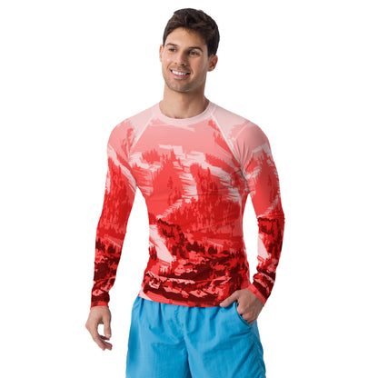 CS0028 - 01008 - Ski Slopes Print Men's Rash Guard (Red)