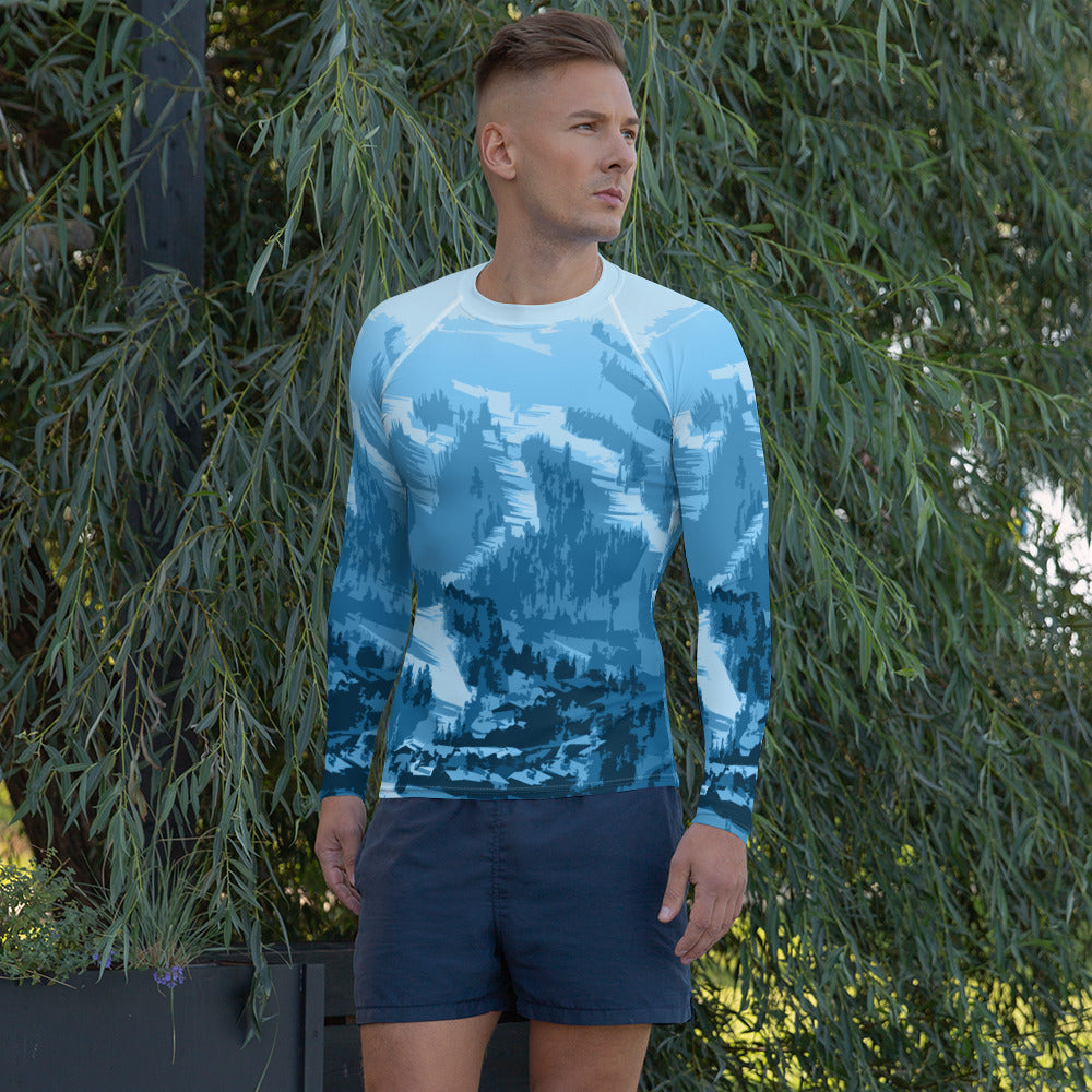 CS0028 - 01008 - Ski Slopes Print Men's Rash Guard (Blue)