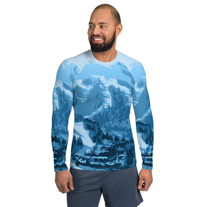 CS0028 - 01008 - Ski Slopes Print Men's Rash Guard (Blue)