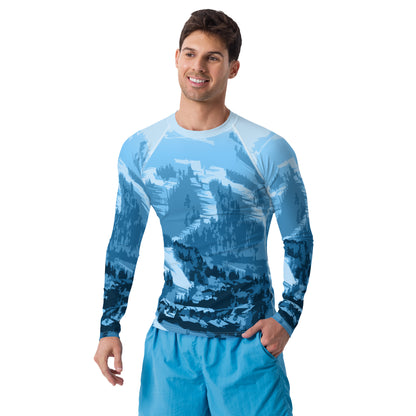 CS0028 - 01008 - Ski Slopes Print Men's Rash Guard (Blue)