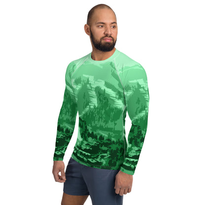 CS0028 - 01008 - Ski Slopes Print Men's Rash Guard (Green)