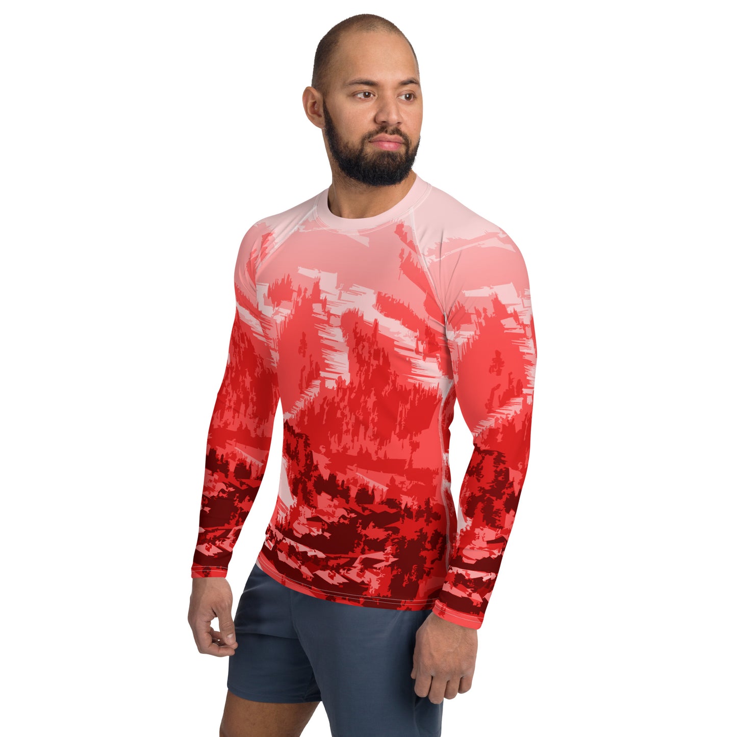 CS0028 - 01008 - Ski Slopes Print Men's Rash Guard (Red)