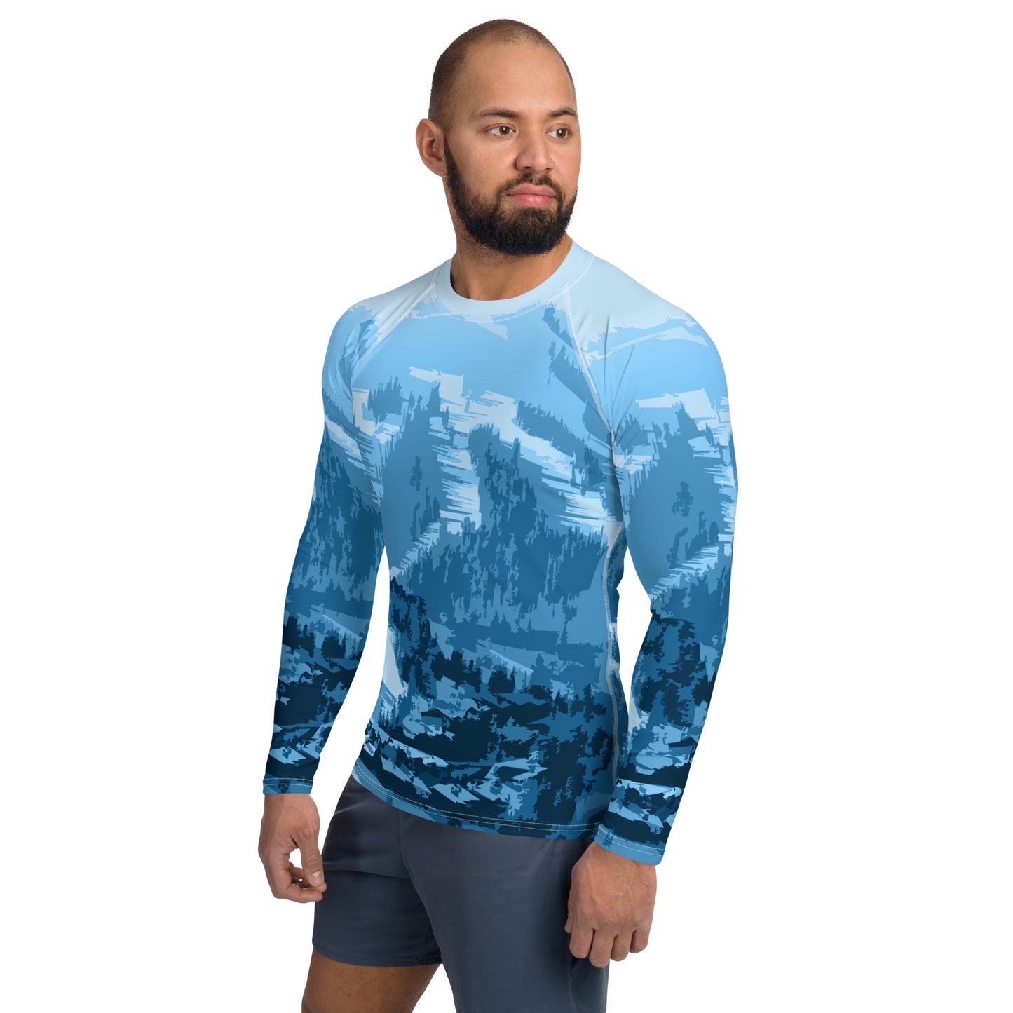 CS0028 - 01008 - Ski Slopes Print Men's Rash Guard (Blue)