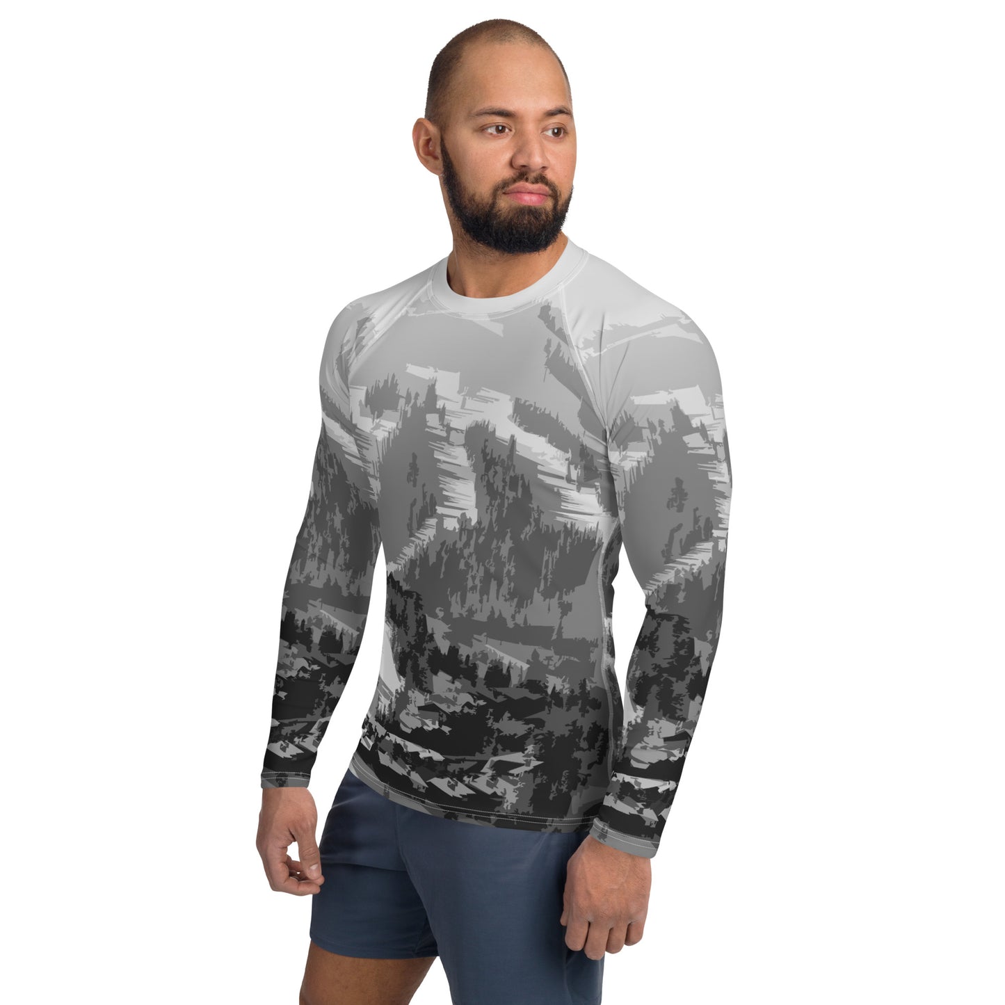 CS0028 - 01008 - Ski Slopes Print Men's Rash Guard (Gray)