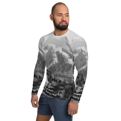 CS0028 - 01008 - Ski Slopes Print Men's Rash Guard (Gray)