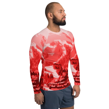 CS0028 - 01008 - Ski Slopes Print Men's Rash Guard (Red)