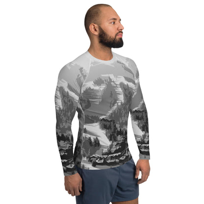 CS0028 - 01008 - Ski Slopes Print Men's Rash Guard (Gray)