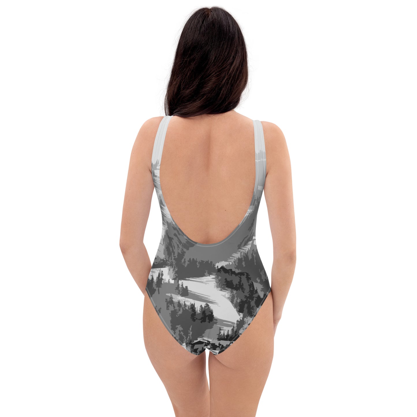 CS0028 - 02008 - Ski Slopes Print One-Piece Swimsuit (Gray)