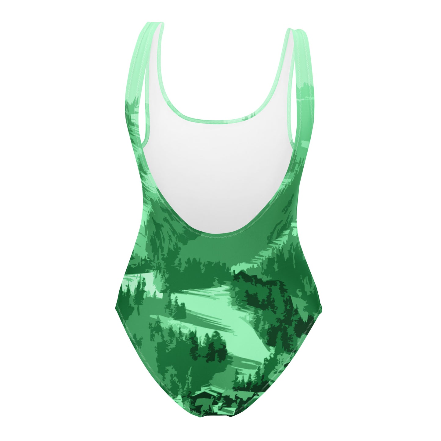 CS0028 - 02008 - Ski Slopes Print One-Piece Swimsuit (Green)