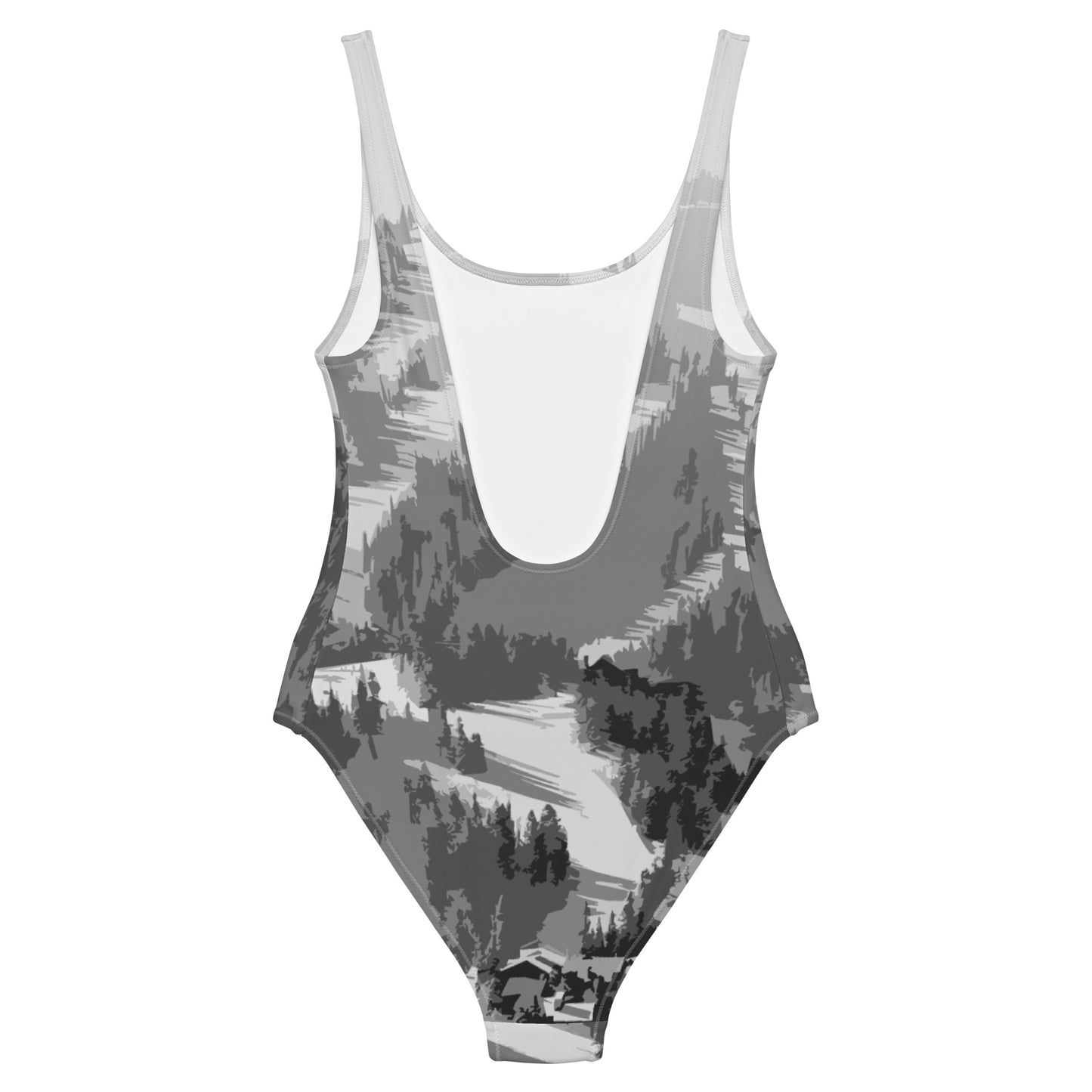 CS0028 - 02008 - Ski Slopes Print One-Piece Swimsuit (Gray)