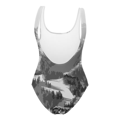 CS0028 - 02008 - Ski Slopes Print One-Piece Swimsuit (Gray)