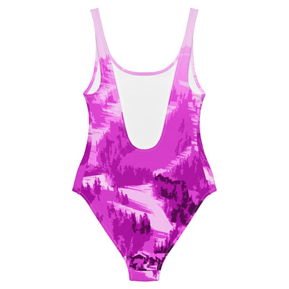 CS0028 - 02008 - Ski Slopes Print One-Piece Swimsuit (Pink)