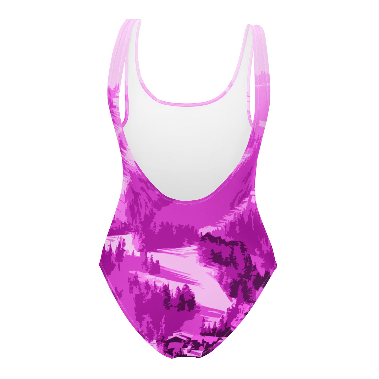 CS0028 - 02008 - Ski Slopes Print One-Piece Swimsuit (Pink)