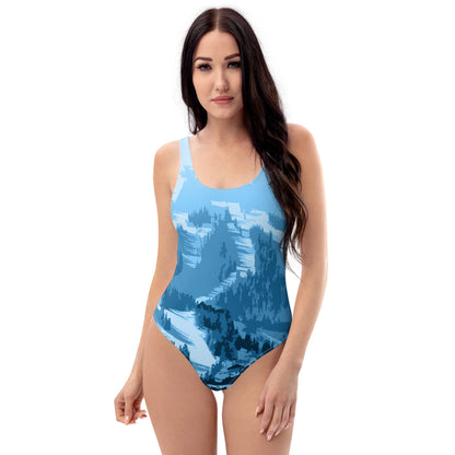 CS0028 - 02008 - Ski Slopes Print One-Piece Swimsuit (Blue)