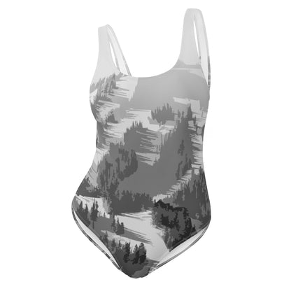 CS0028 - 02008 - Ski Slopes Print One-Piece Swimsuit (Gray)