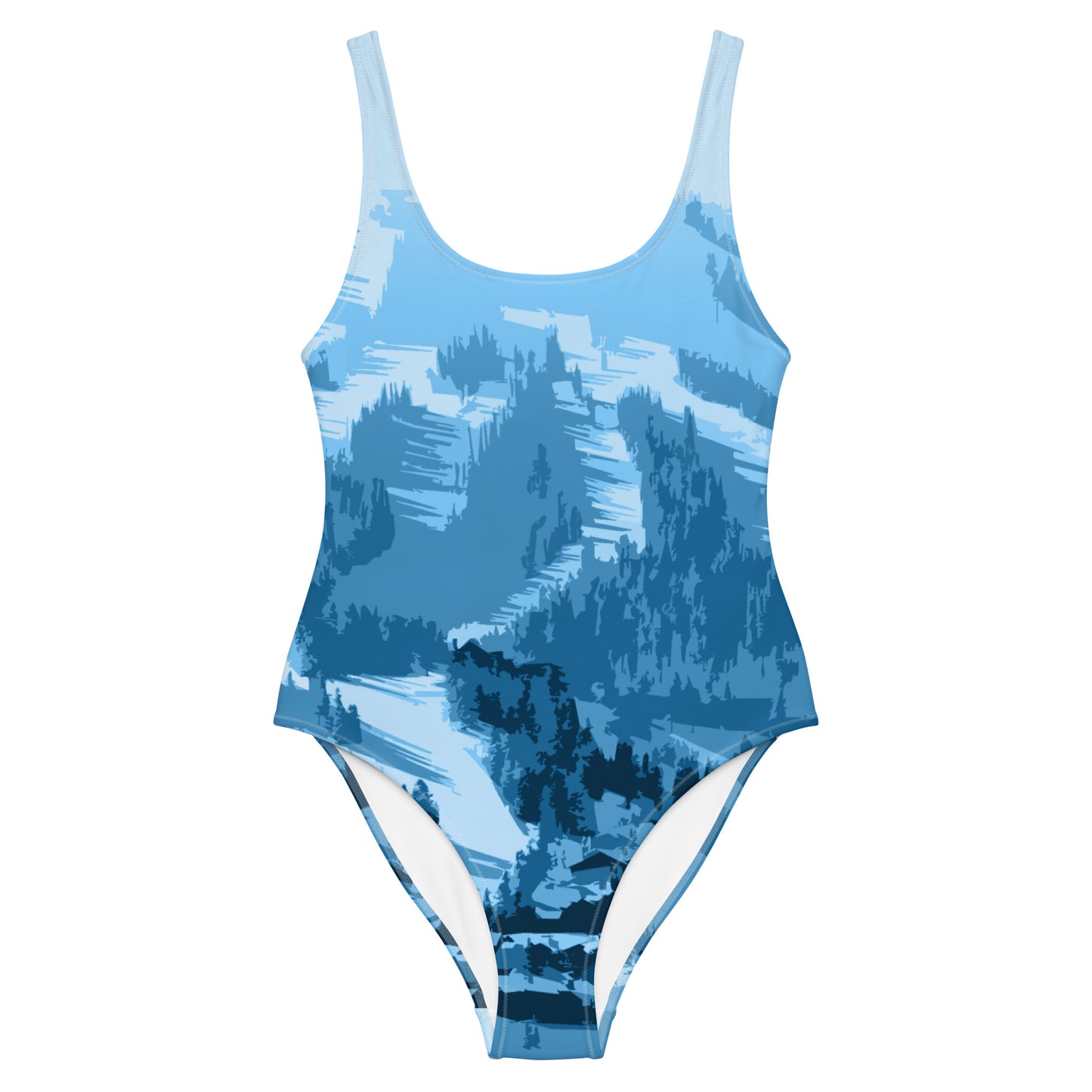 CS0028 - 02008 - Ski Slopes Print One-Piece Swimsuit (Blue)