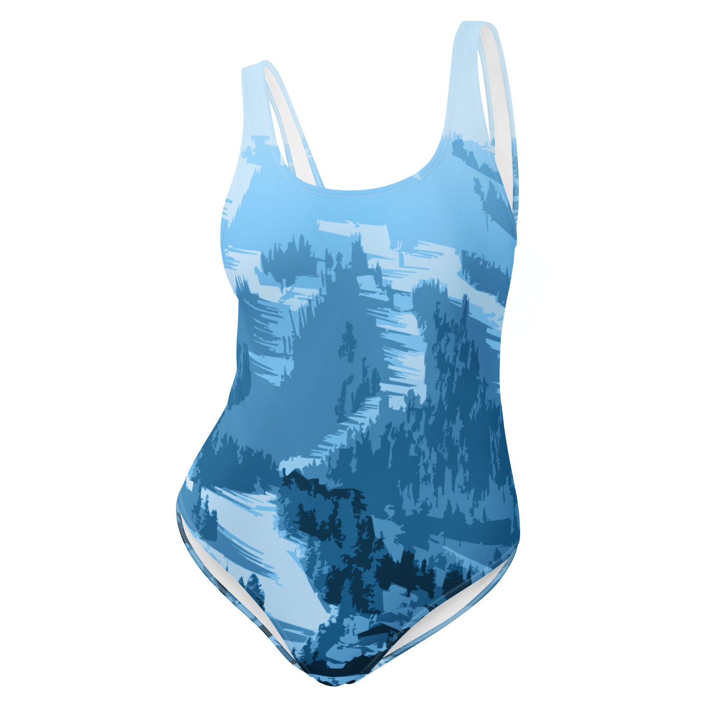 CS0028 - 02008 - Ski Slopes Print One-Piece Swimsuit (Blue)