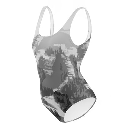 CS0028 - 02008 - Ski Slopes Print One-Piece Swimsuit (Gray)