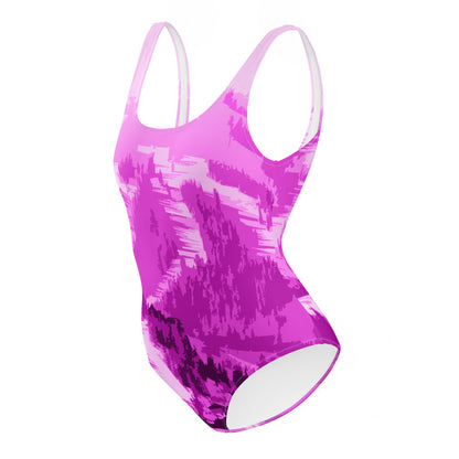 CS0028 - 02008 - Ski Slopes Print One-Piece Swimsuit (Pink)