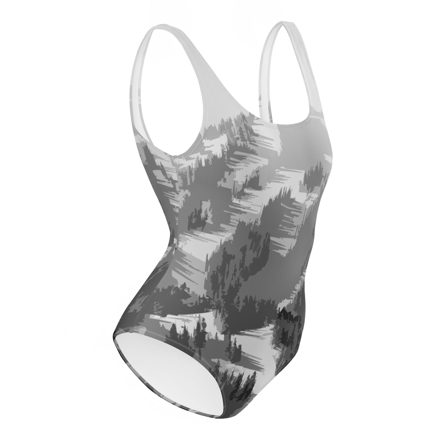 CS0028 - 02008 - Ski Slopes Print One-Piece Swimsuit (Gray)