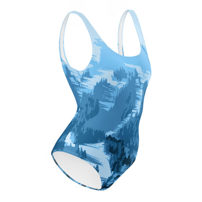 CS0028 - 02008 - Ski Slopes Print One-Piece Swimsuit (Blue)