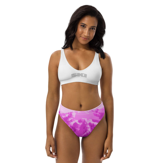 CS0028 - 02008 - SKI Slopes Print (pink) Recycled high-waisted bikini