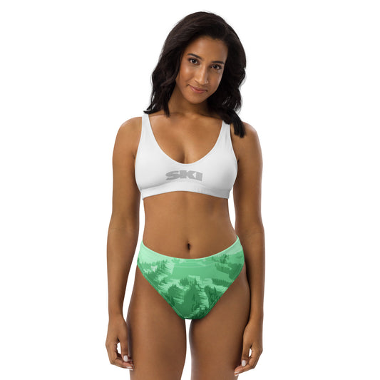 CS0028 - 02008 - SKI Slopes Print (green) Recycled high-waisted bikini