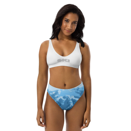 CS0028 - 02008 - SKI Slopes Print (blue) Recycled high-waisted bikini