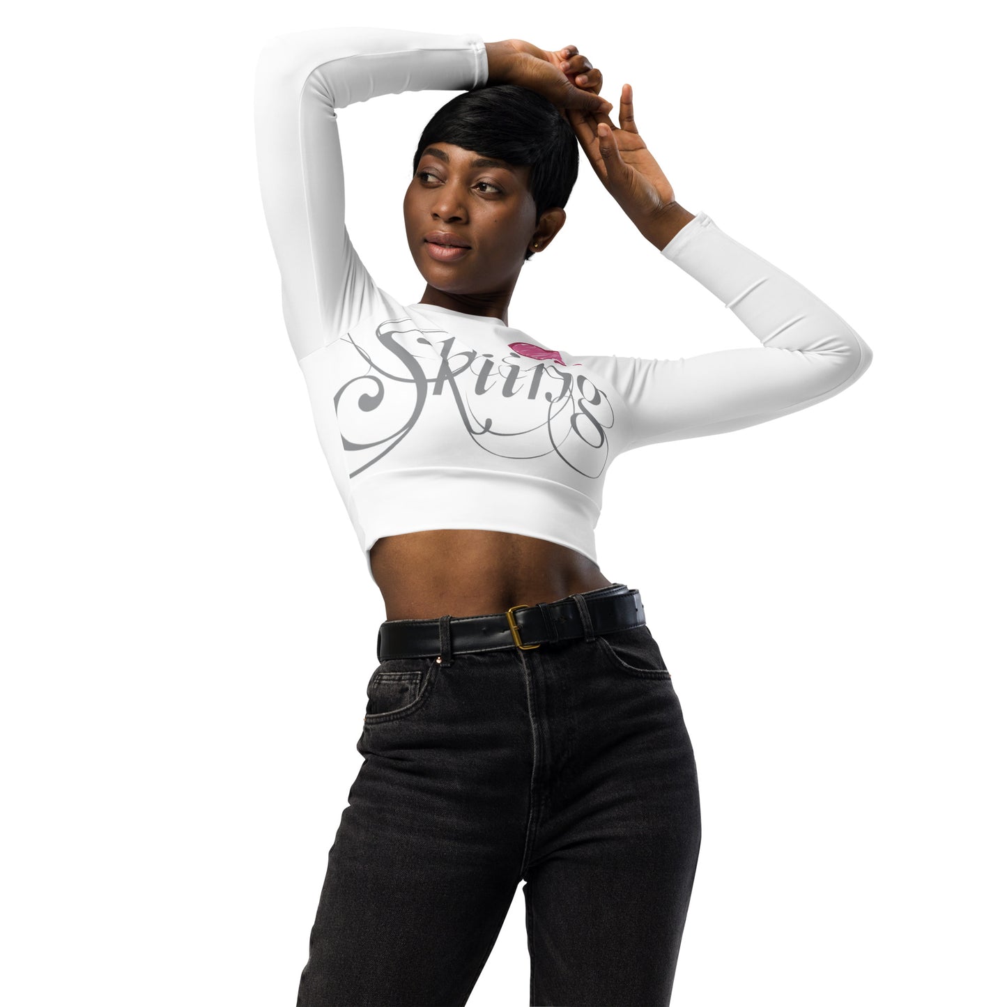 CS0047 - 02010 - Love Skiing/Women's Recycled long-sleeve crop top