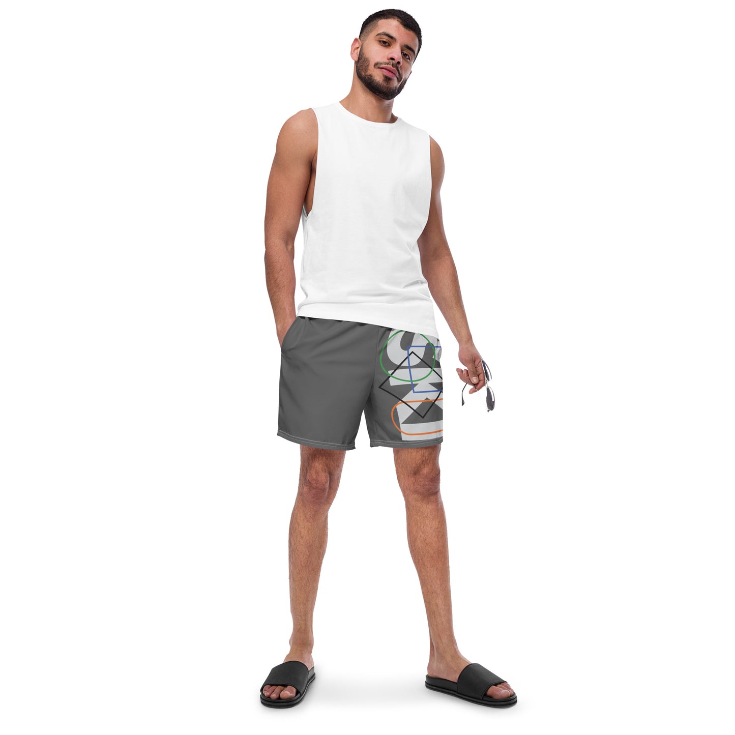 CS0044 - 01008 - AOP SKI Icons Outlined Men's swim trunks (Gray)