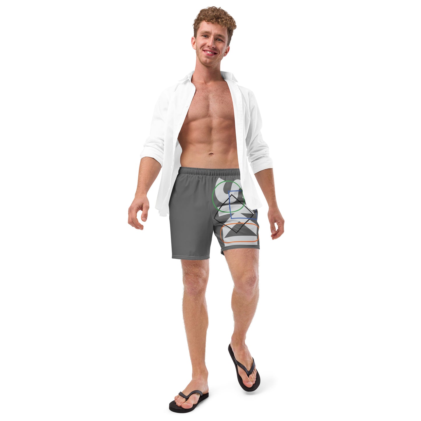 CS0044 - 01008 - AOP SKI Icons Outlined Men's swim trunks (Gray)