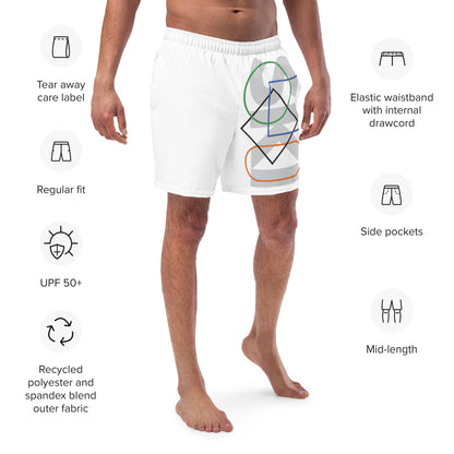 CS0044 - 01008 - SKI Icons Outlined Men's swim trunks (White)