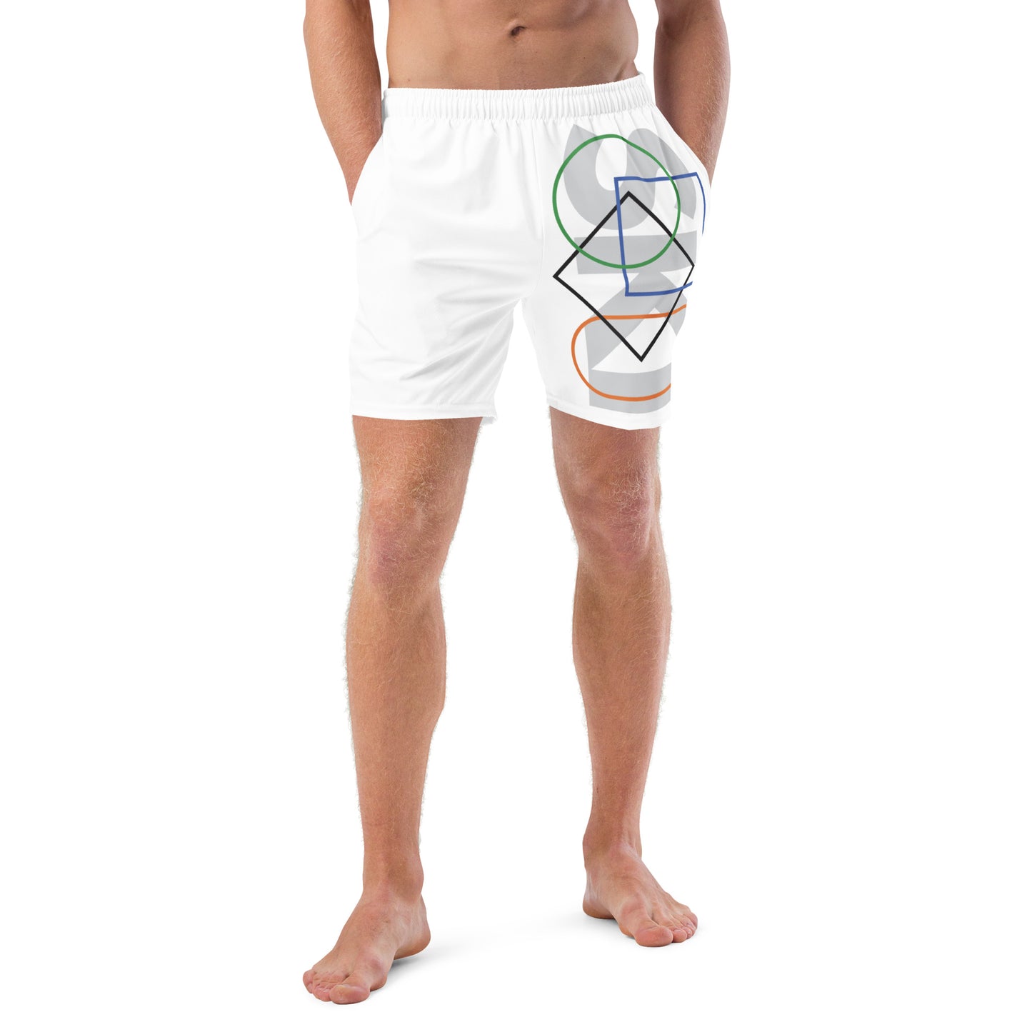 CS0044 - 01008 - SKI Icons Outlined Men's swim trunks (White)