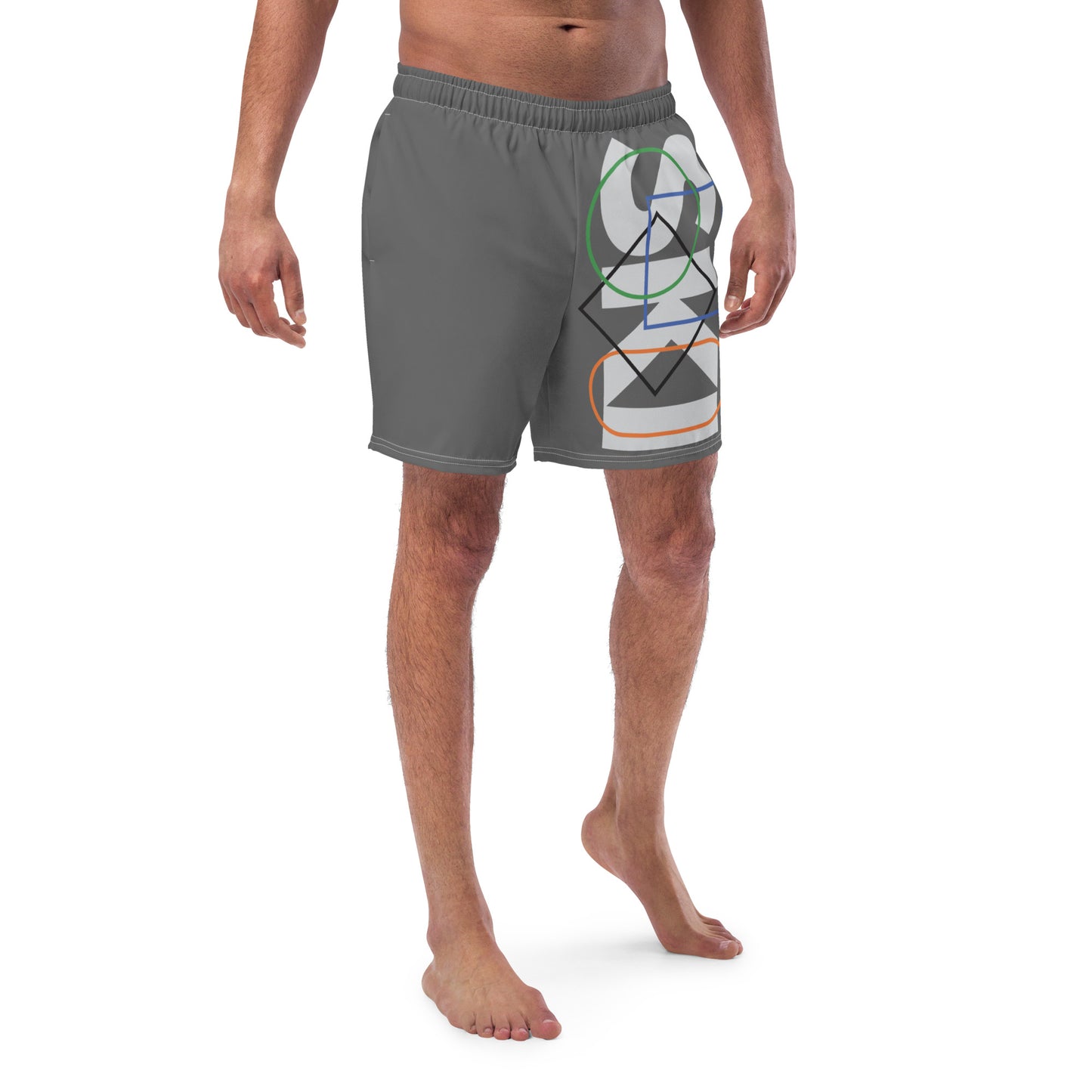 CS0044 - 01008 - AOP SKI Icons Outlined Men's swim trunks (Gray)