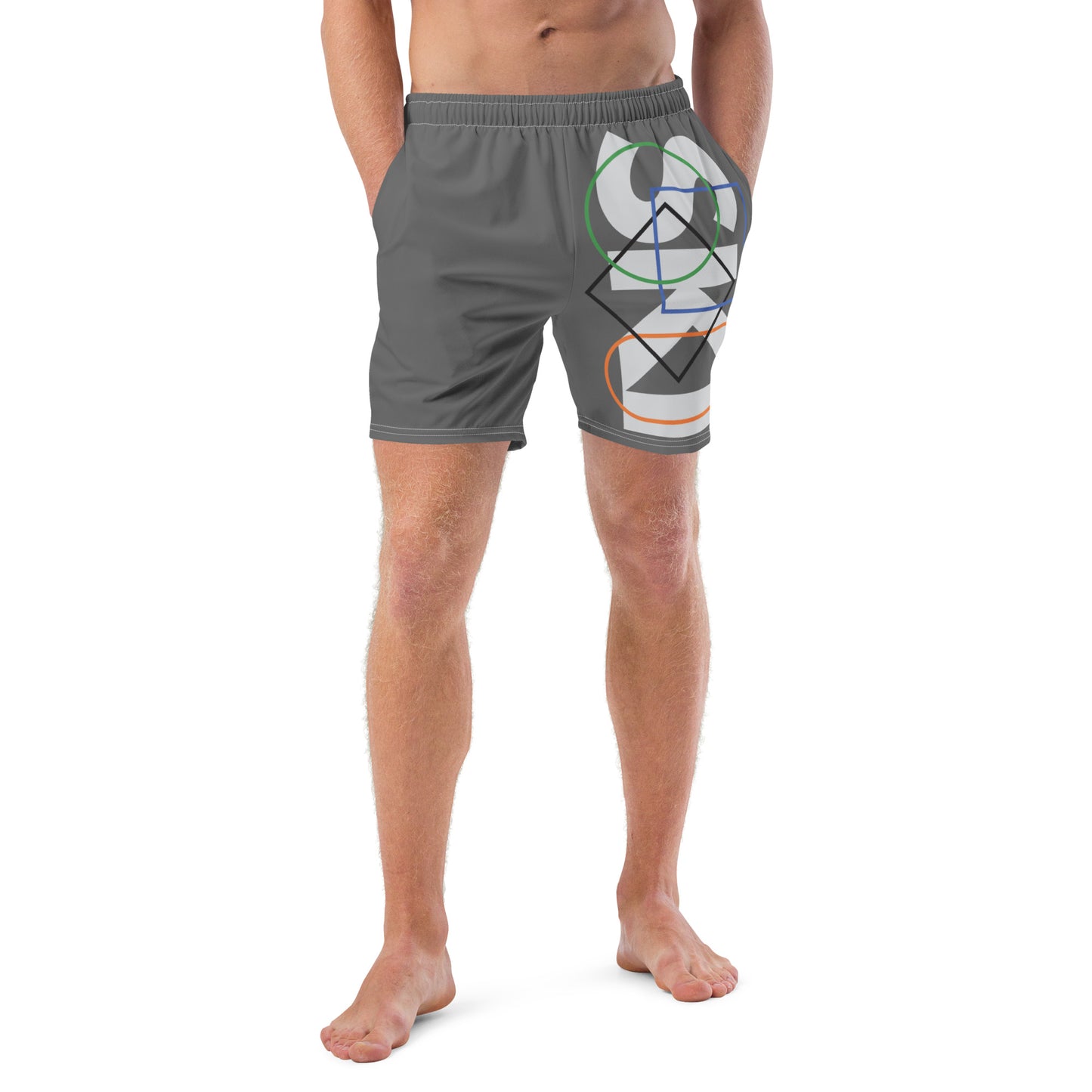 CS0044 - 01008 - AOP SKI Icons Outlined Men's swim trunks (Gray)