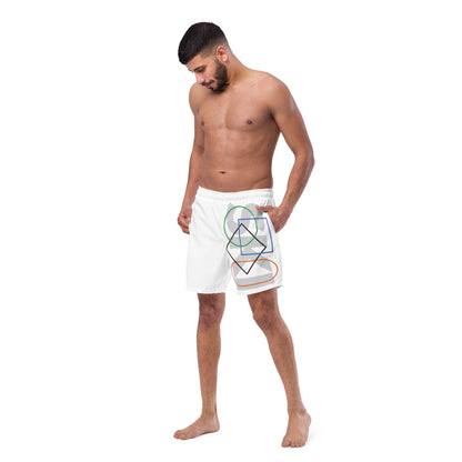 CS0044 - 01008 - SKI Icons Outlined Men's swim trunks (White)