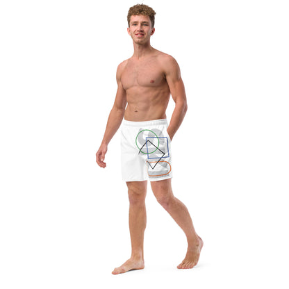 CS0044 - 01008 - SKI Icons Outlined Men's swim trunks (White)