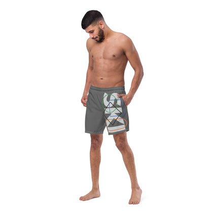 CS0044 - 01008 - AOP SKI Icons Outlined Men's swim trunks (Gray)